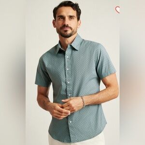 Bonobos Riviera Chambray Forest Green Polka Dot Button Down